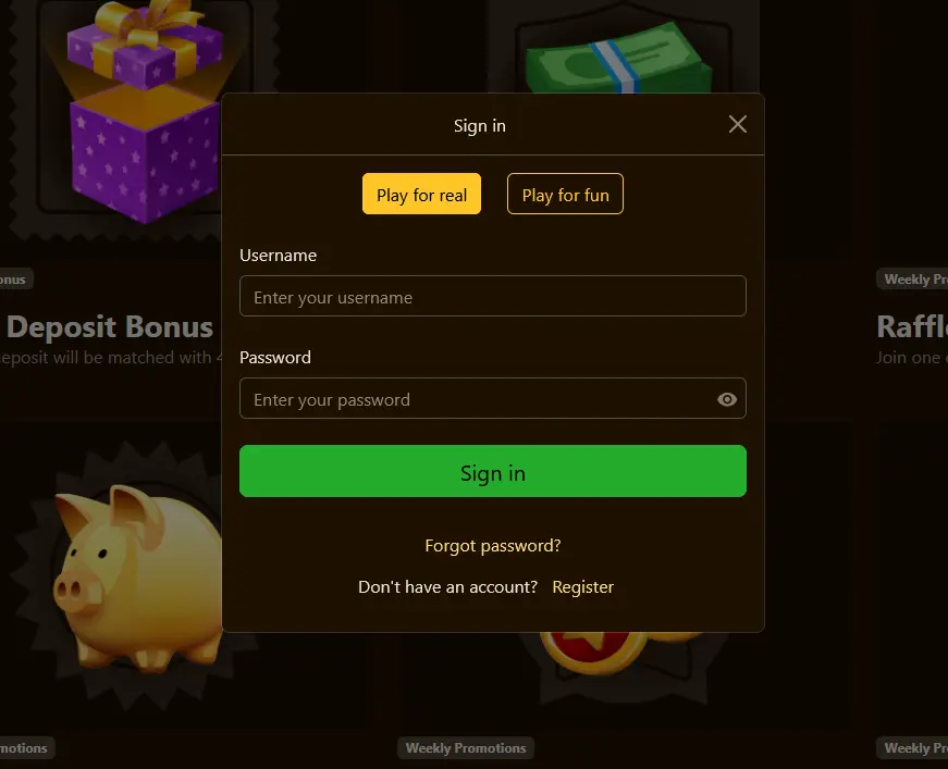 Přihlašovací stránka Golden Lady Casino — vstup do hráčského účtu přes e-mail a heslo